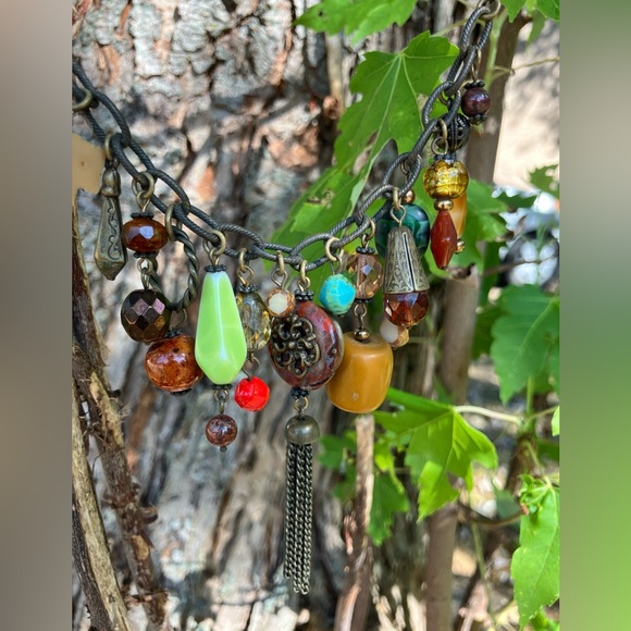 Grandmother’s Buttons Charm Necklace - Burnished Brass Whimsy Steampunk 90s 00s - Picture 5 of 5